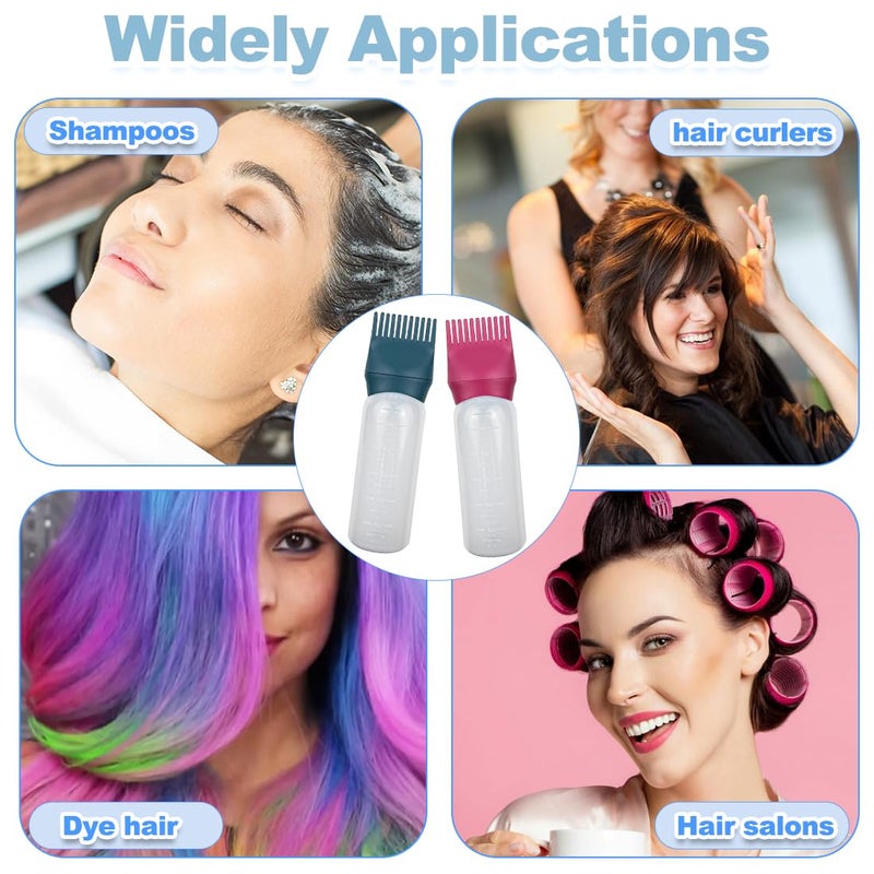 ELANE 4 Pack Root Comb Applicator Bottle, Hair Oiling Applicator for Hair Dye, Shampoos, Salons (Red+Green) - Image 5